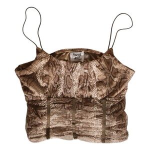 Princess Polly Brown Snake Print Ruched Bustier Corset Top Size